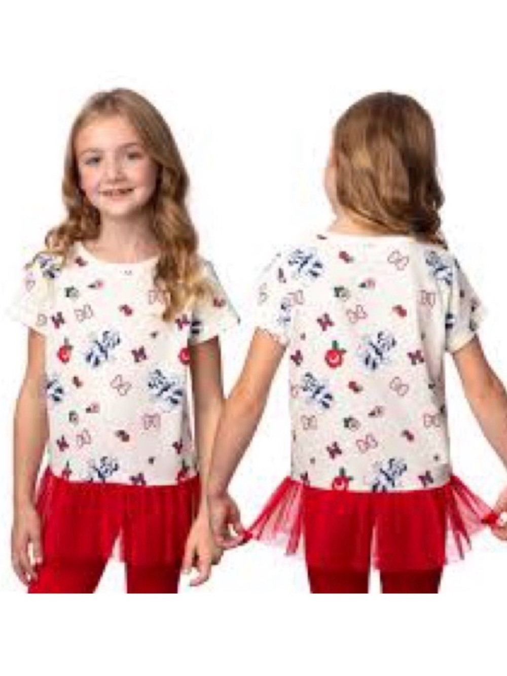 Disney Minnie Mouse Shirt with a Red Tulle Skirt Size 5